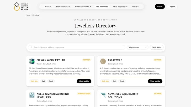 Jewellery Council member directory