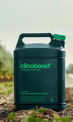 A Clinoboost jerry can on soil