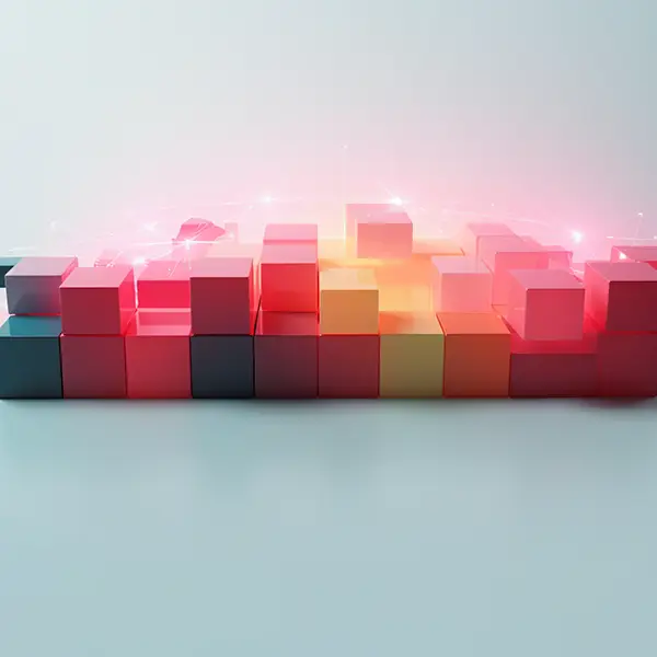 glowing cubes showing colour 